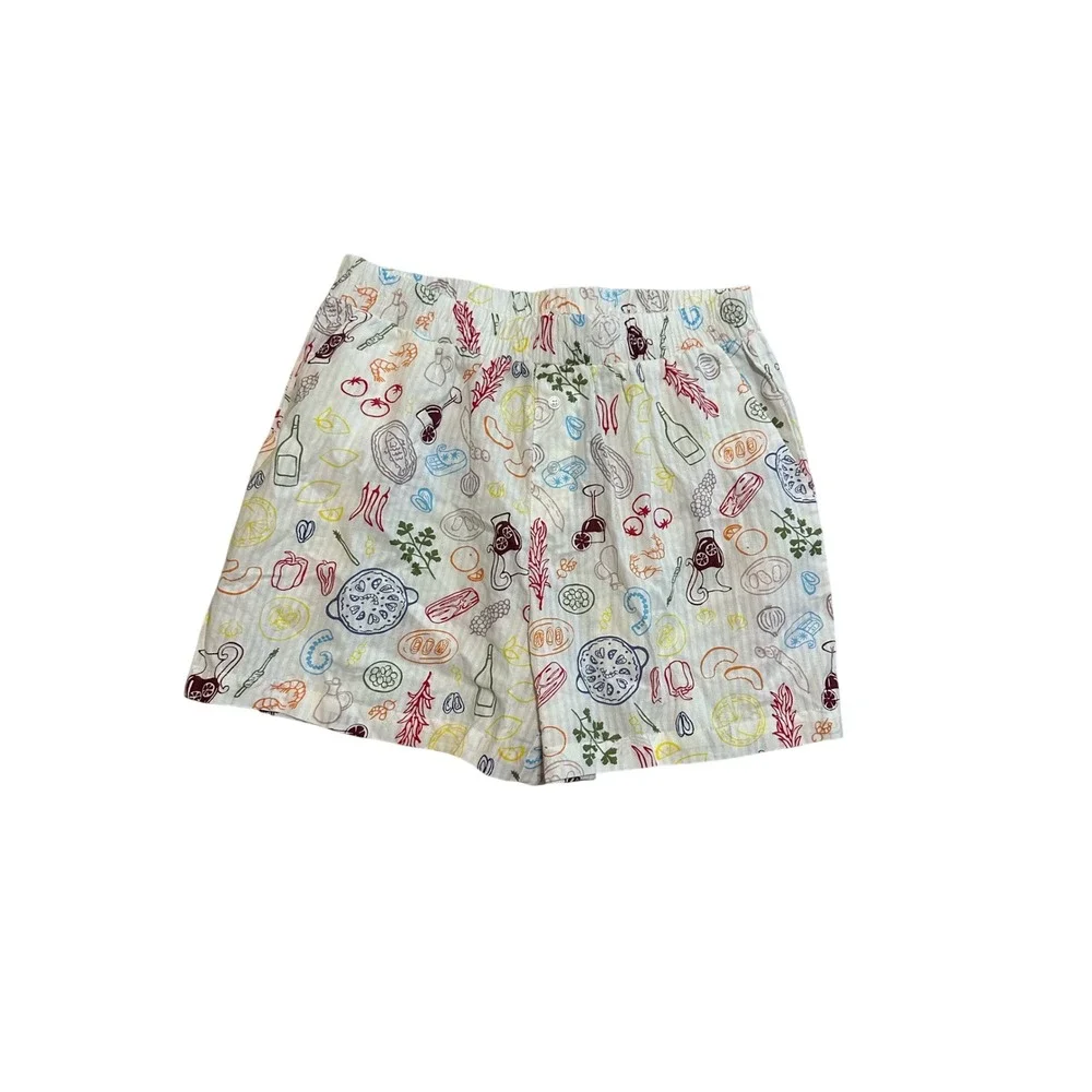 New with Tags Happily‎ Grey Quirky Food Print Elastic Waist Casual Lounge Boxers